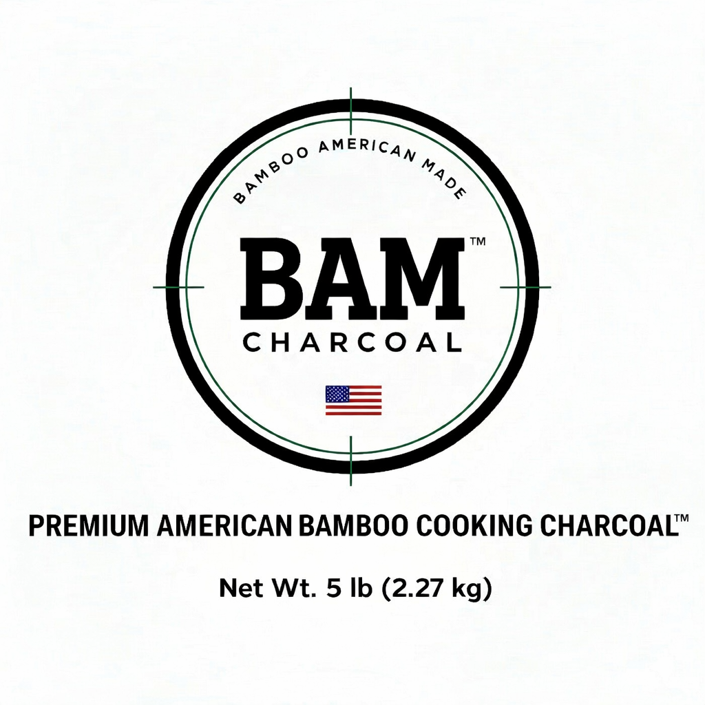 BAM Charcoal 5 lb bamboo cooking charcoal front panel