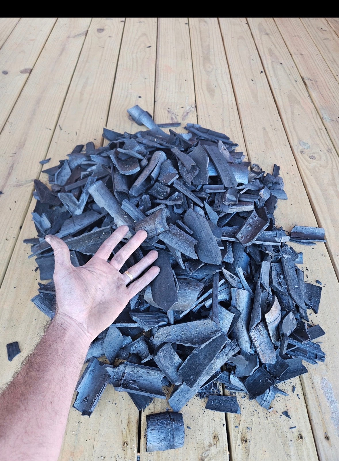Screening and sorting finished charcoal